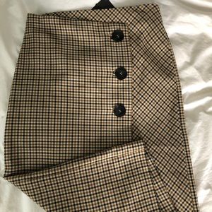 NWT ZARA plaid midi skirt sz XS